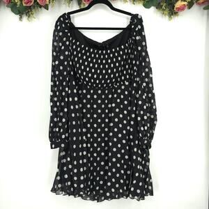 ASOS Curve Design Long Sleeve Polka Dot Dress Size 18 NWT